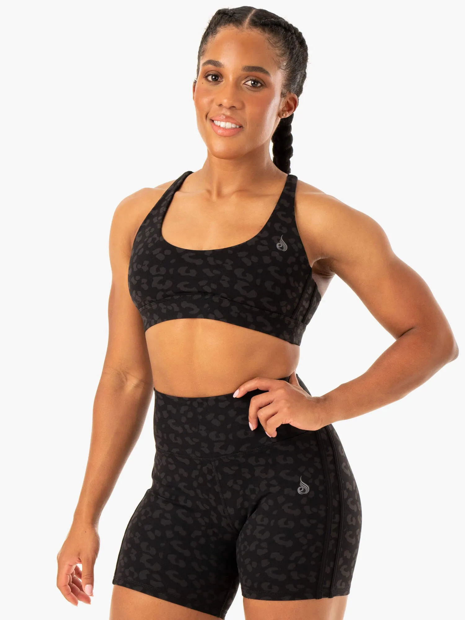 Evolution Sports Bra - Black Leopard Elastic Comfort
