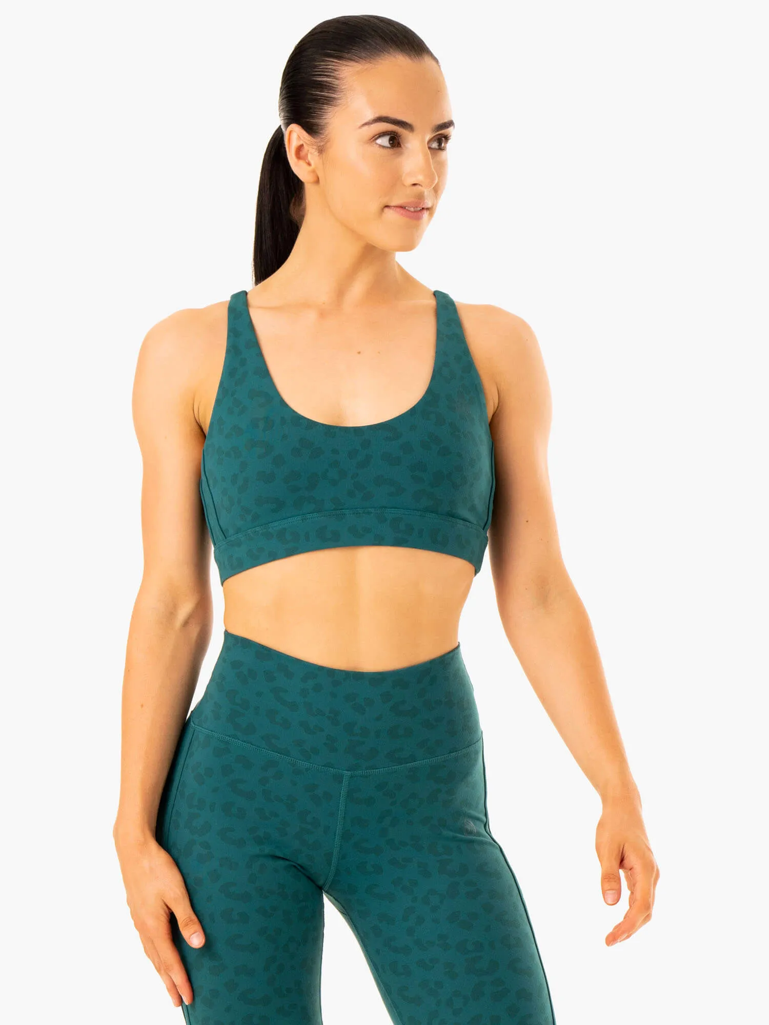 Evolution Sports Bra - Teal Leopard Breath Wrap