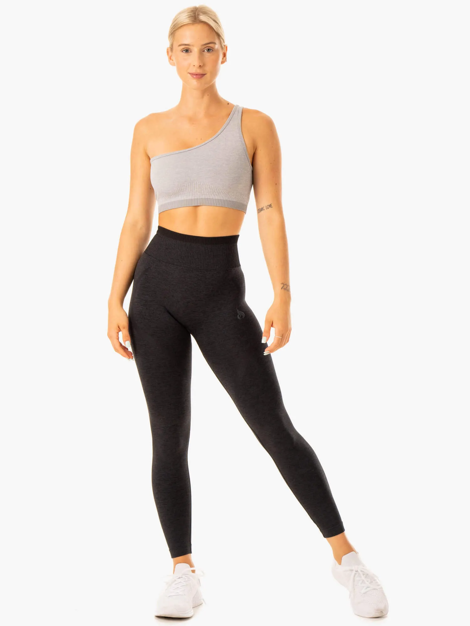 Excel Seamless One Shoulder Sports Bra - Grey Marl Wear Resist