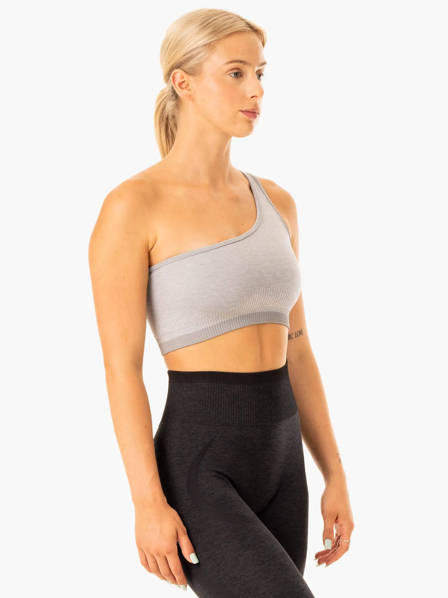 Excel Seamless One Shoulder Sports Bra - Grey Marl Style Options
