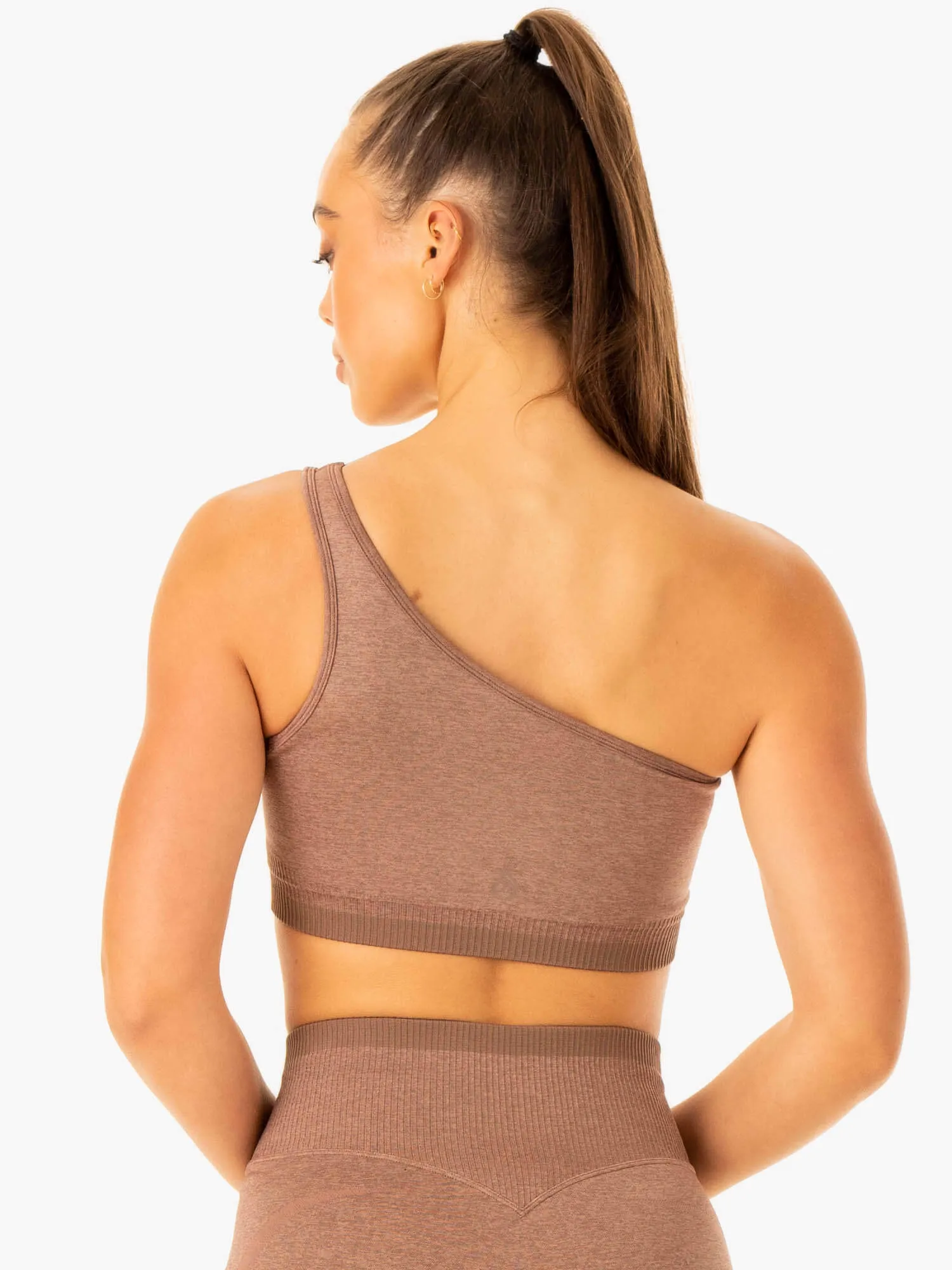 Excel Seamless One Shoulder Sports Bra - Mocha Marl Sport Use
