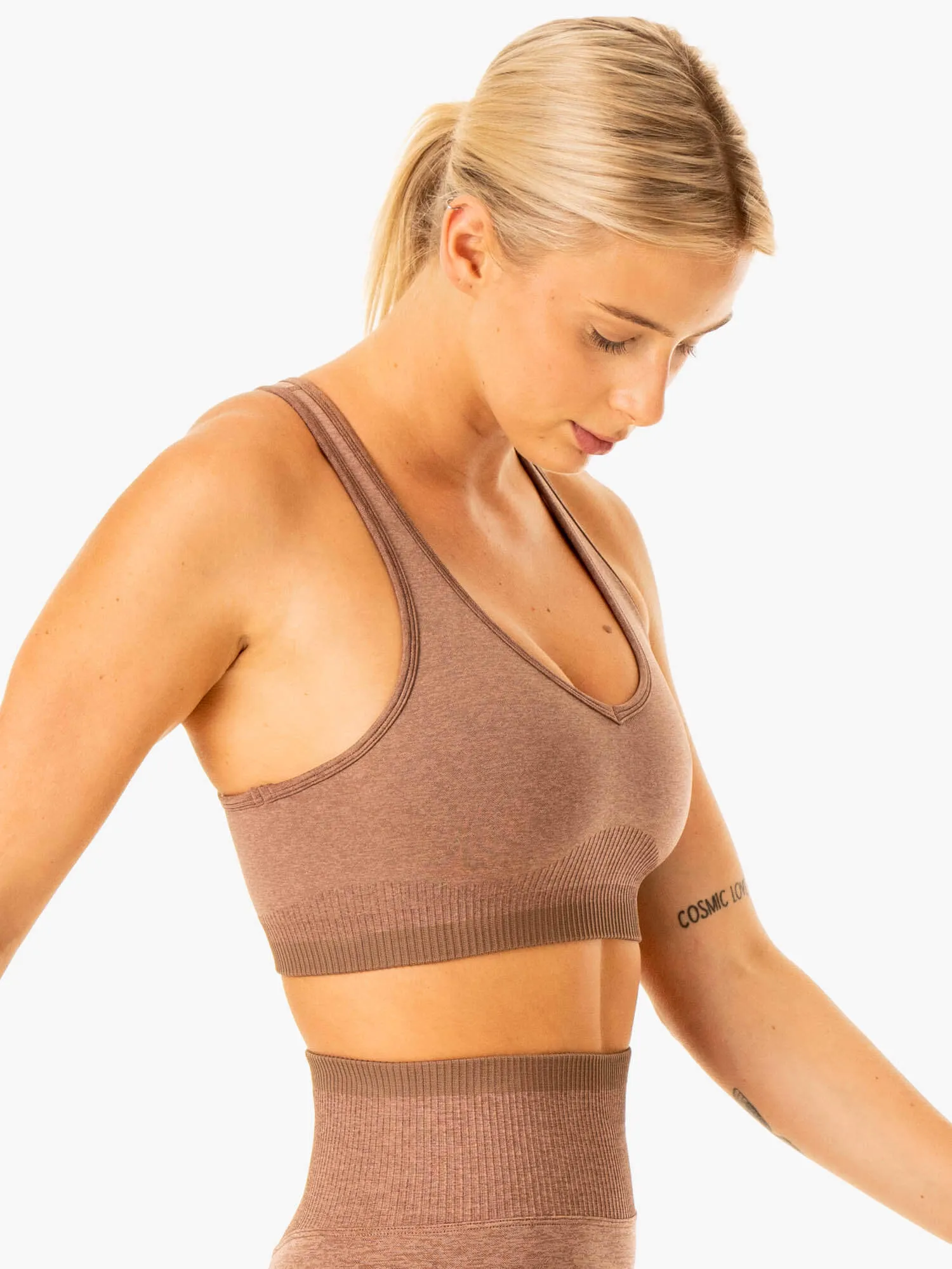 Excel Seamless Sports Bra - Mocha Marl Breath Net
