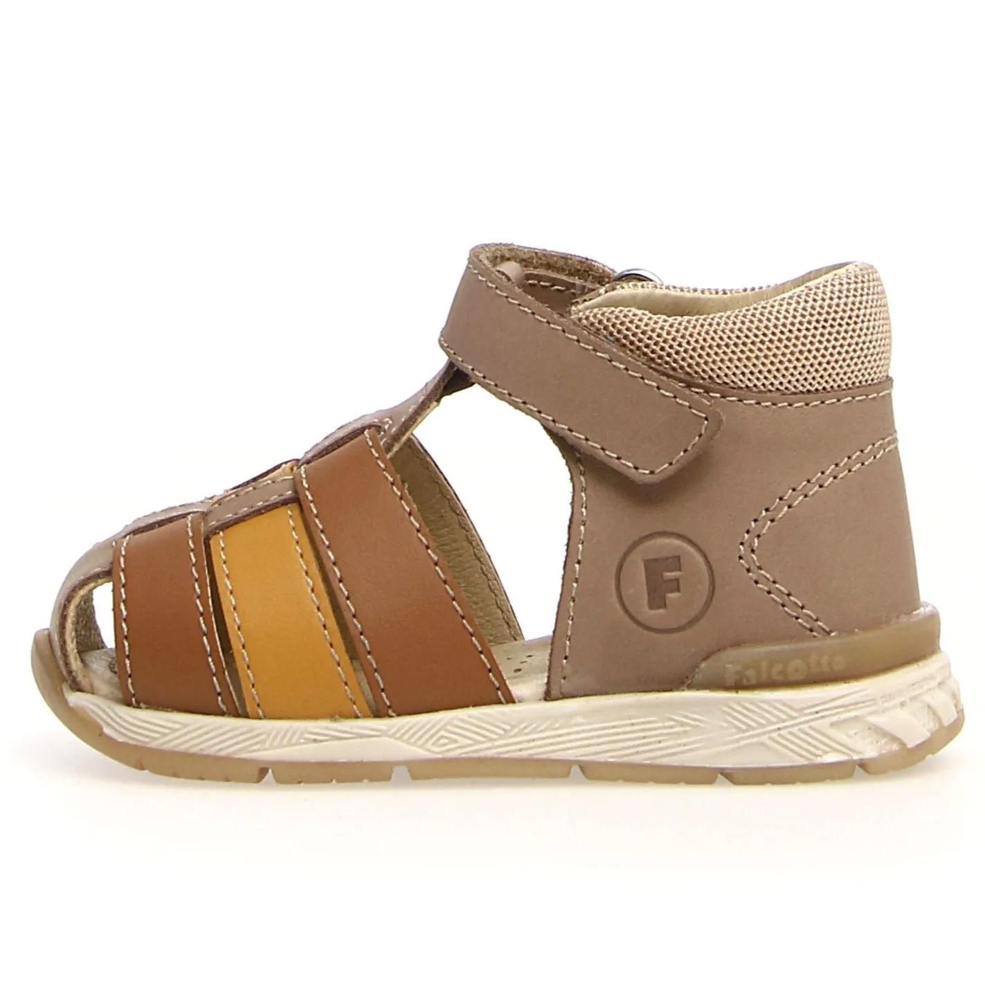 Falcotto Acry Boy's Semi Closed Sandals - Cognac/Sand clear mind
