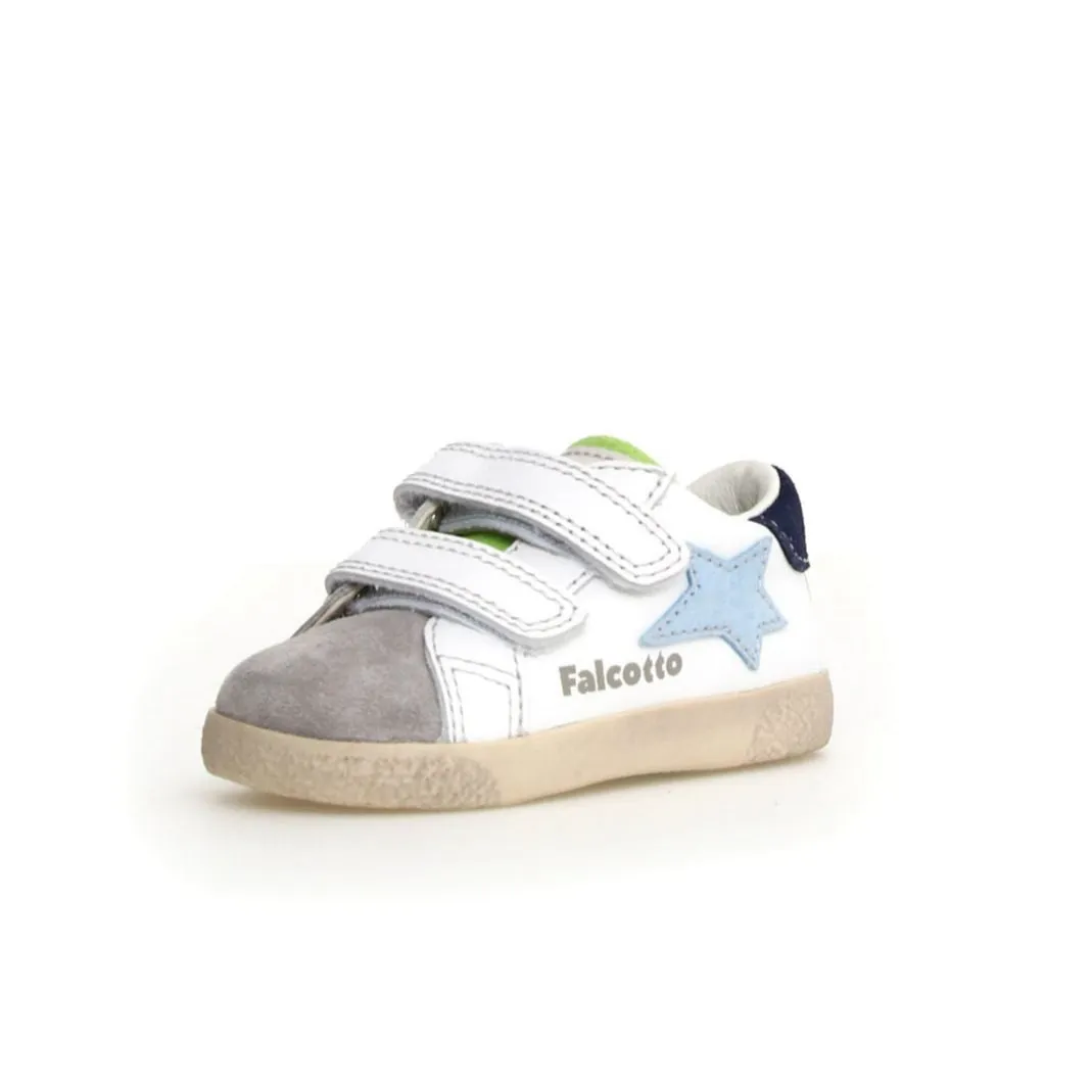 Falcotto Boy's Alnoite 2 Vl Casual Shoe with Hoop and Loop Closure - Grey/White/Light Dream trend touch