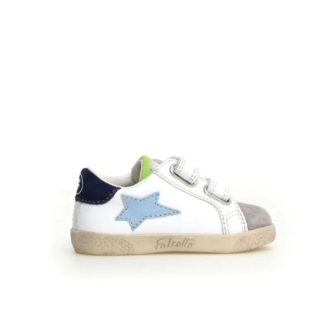 Falcotto Boy's Alnoite 2 Vl Casual Shoe with Hoop and Loop Closure - Grey/White/Light Dream no lace