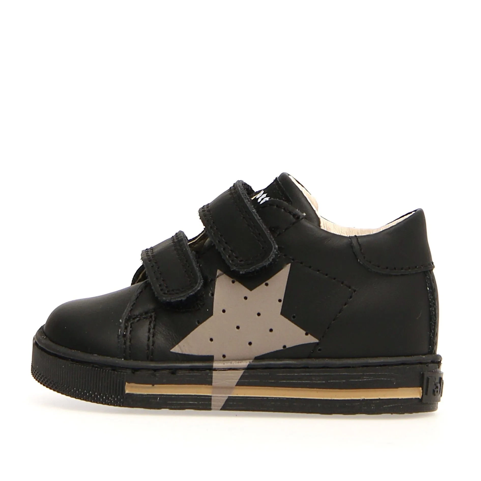 Falcotto Boy's and Girl's  Venus VI Star Sneaker Shoes, Black - Taupe easy match