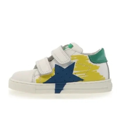 Falcotto Boy's Salazar Painted Vl Casual Shoes - White / Yellow / Azure pure pace