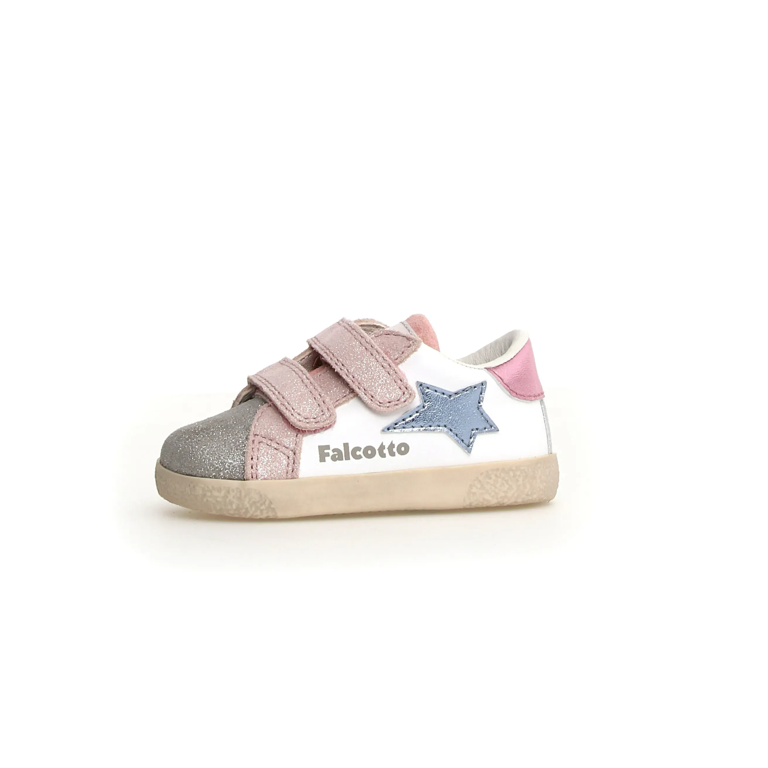 Falcotto Girl's Alnoite 2 Vl Casual Shoes - Metallic Silver / White / Cipria run around
