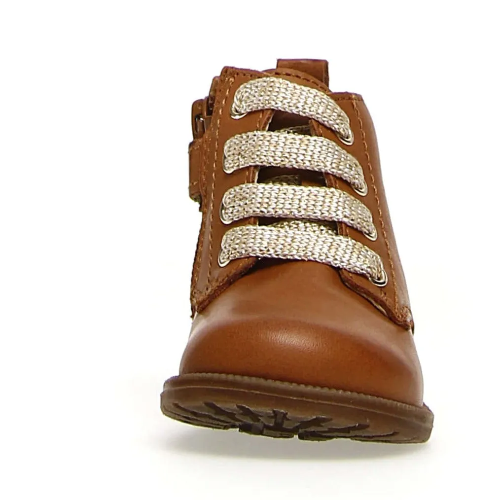 Falcotto Girl's Robin Spazz Shoes, Cognac Lace Lurex storm safe