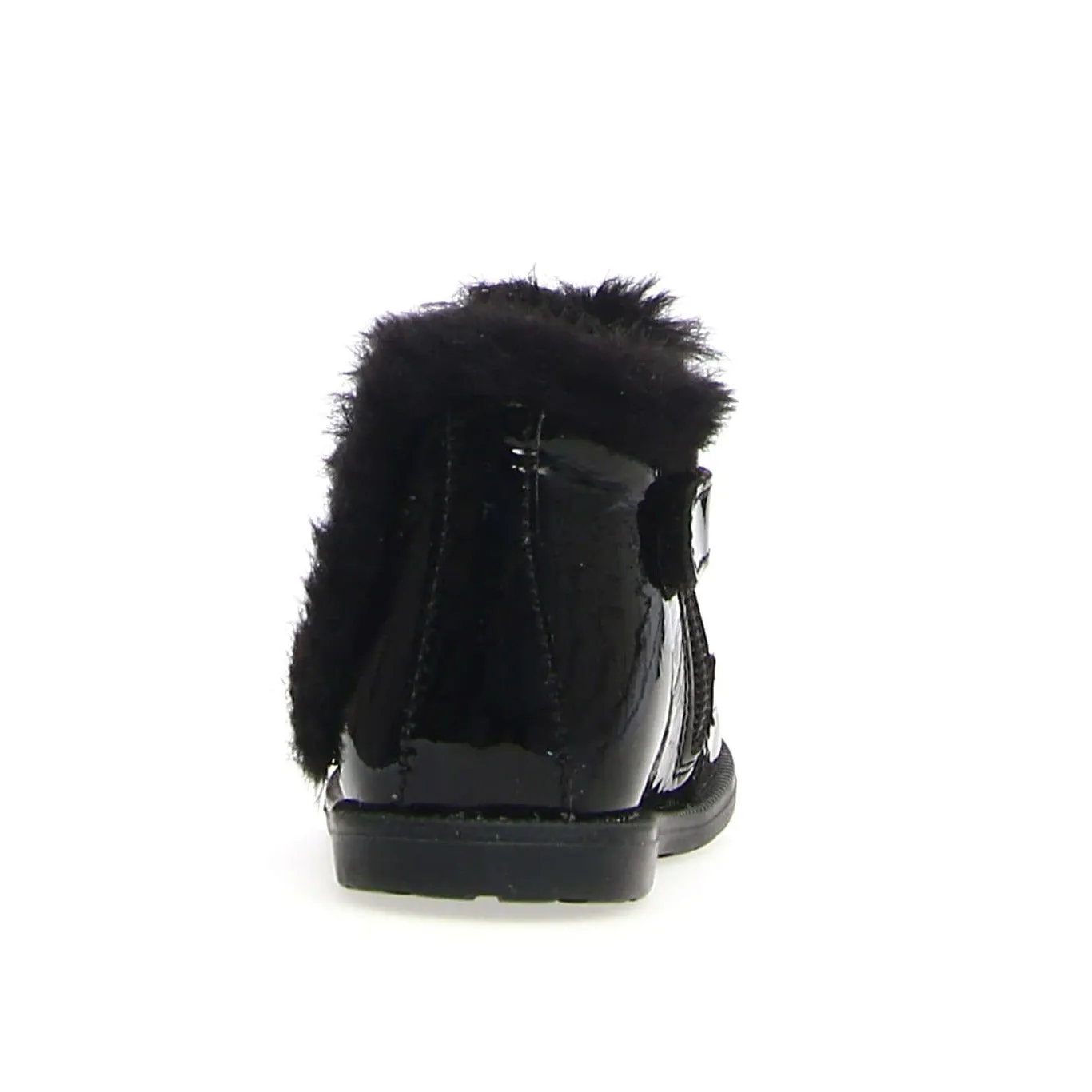 Falcotto Girl's Winter Wood Fur Shoes, Black Patent wander free