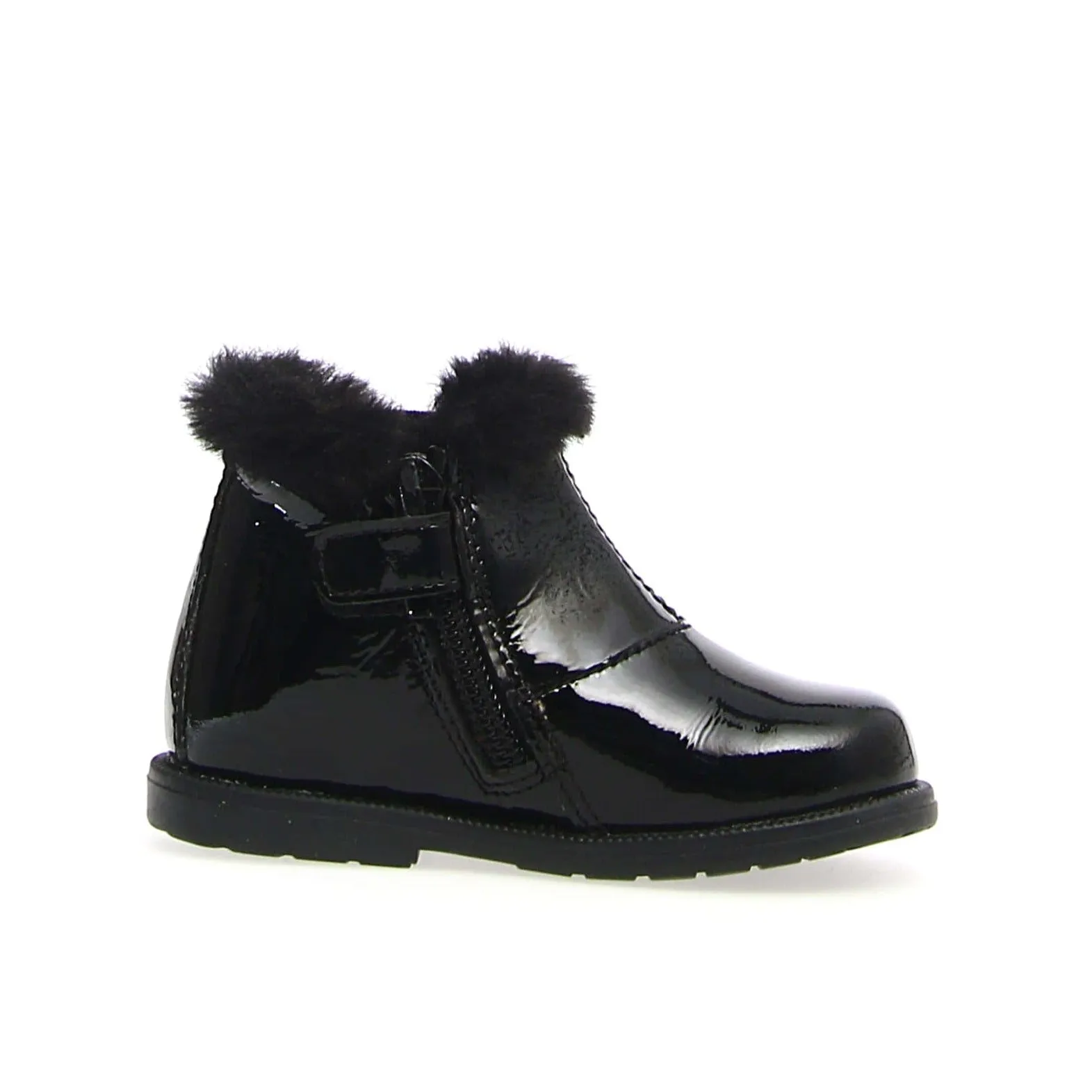 Falcotto Girl's Winter Wood Fur Shoes, Black Patent trail comfort