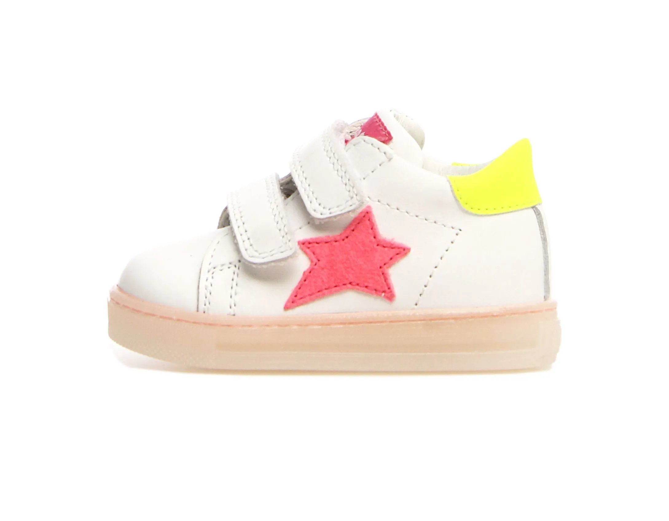 Falcotto Sasha VL Girl's Leather Sneakers - White/Candy Fluoscerent modern edge