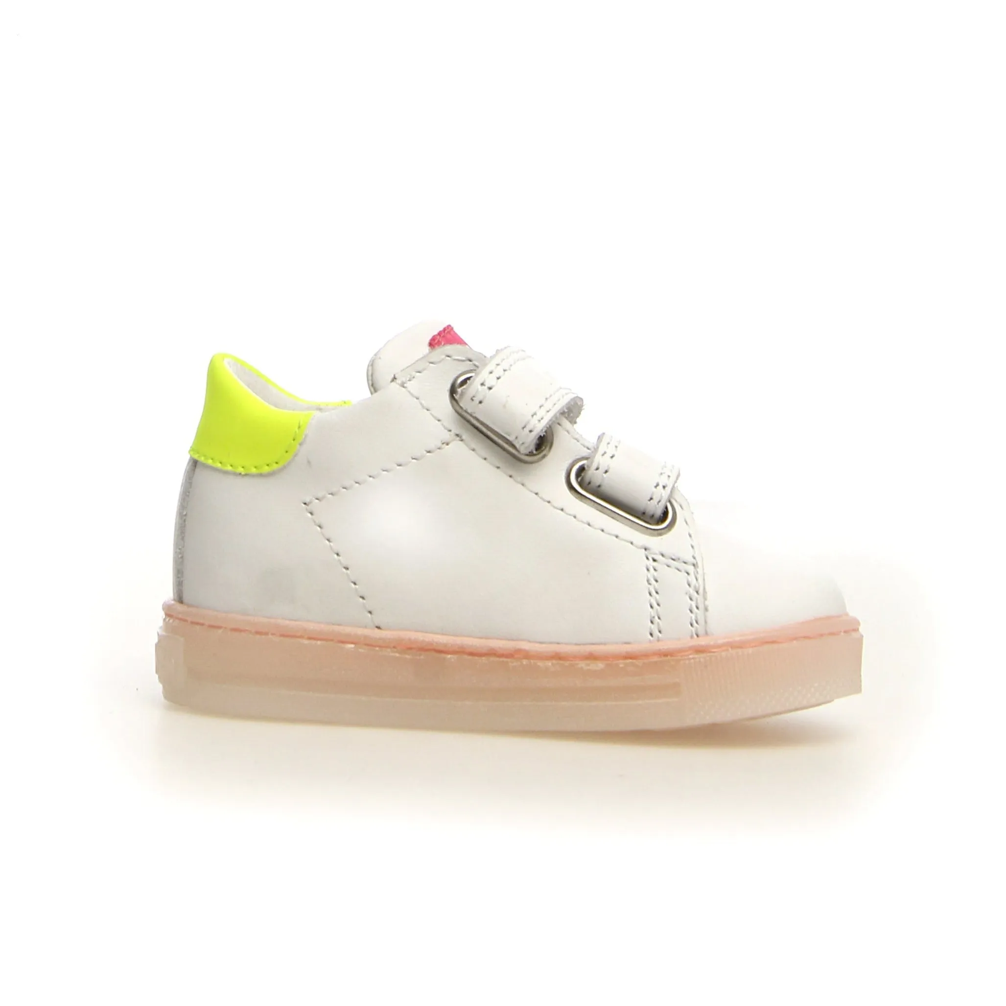 Falcotto Sasha VL Girl's Leather Sneakers - White/Candy Fluoscerent zero limit