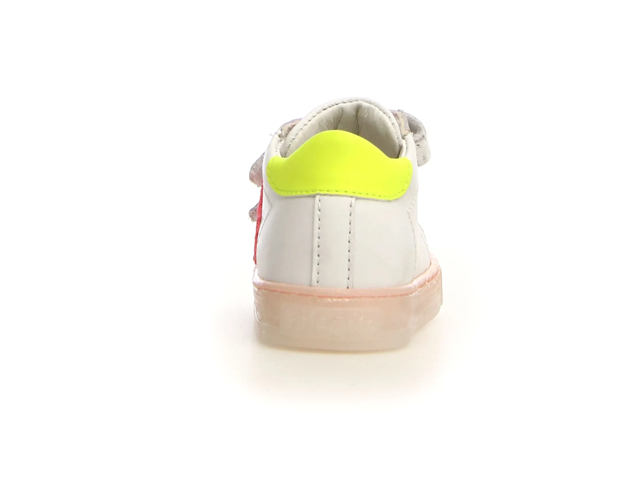 Falcotto Sasha VL Girl's Leather Sneakers - White/Candy Fluoscerent sweat free
