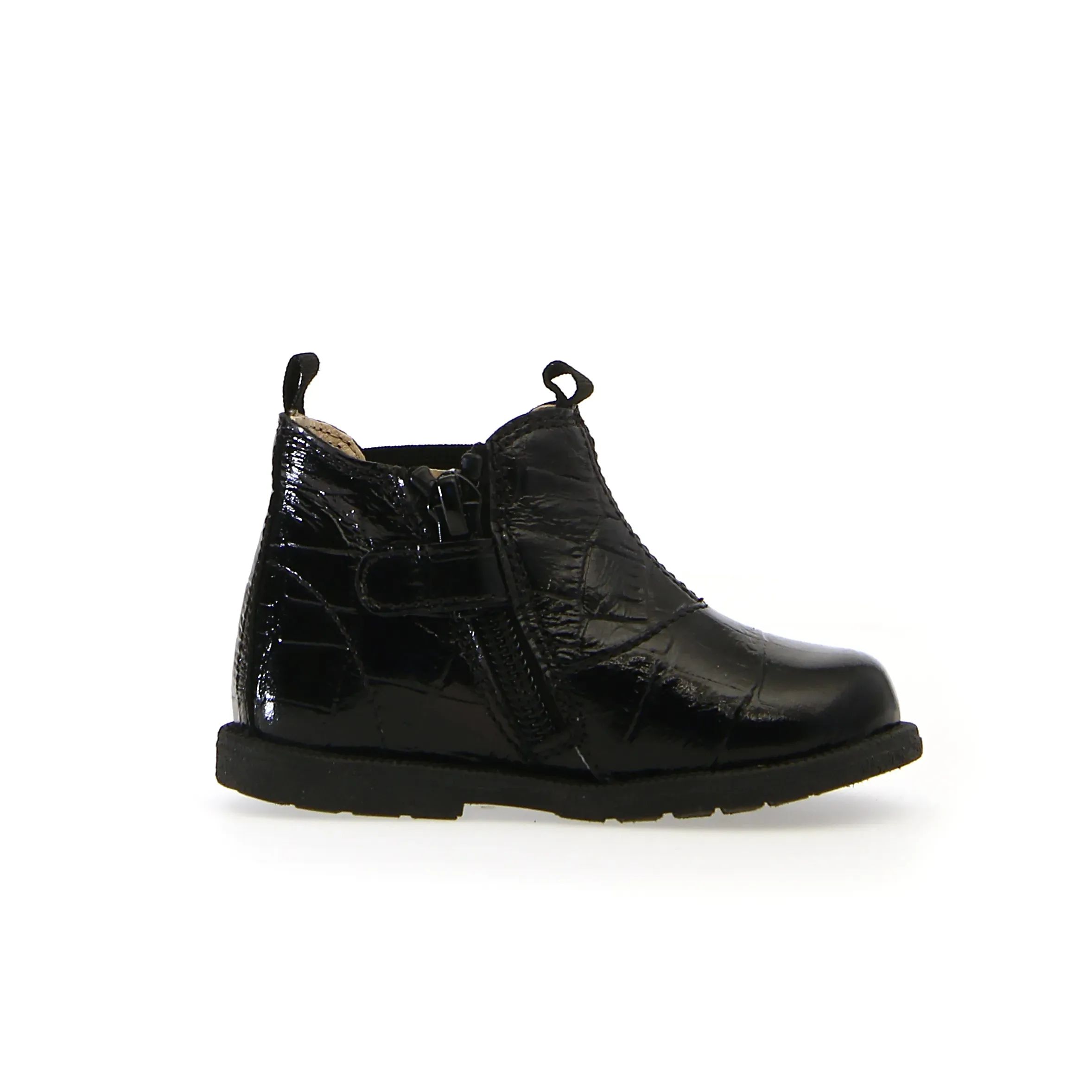 Falcotto Winter Wood Boy's and Girl's Half Boots - Black Embossed alt edge