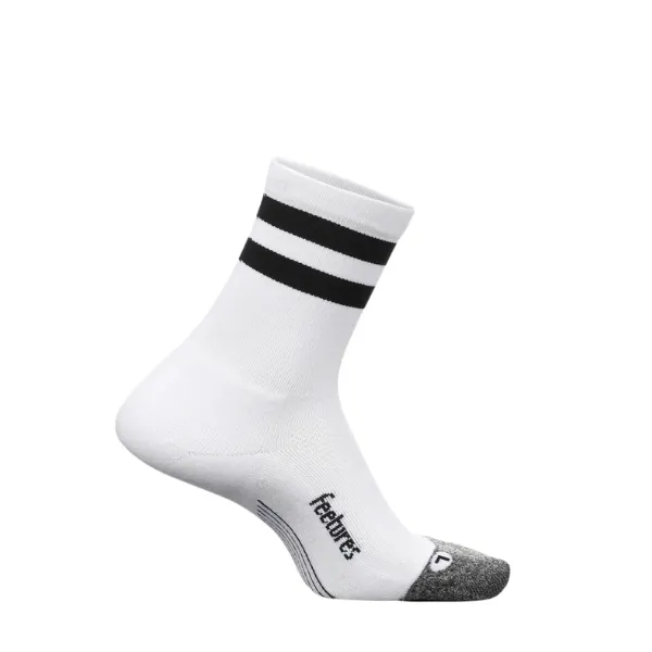 Feetures Unisex Elite Light Cushion Mini Crew White High Top Stripe Thick Warm