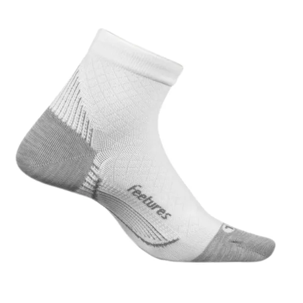 Feetures Unisex Plantar Fasciitis Relief Sock Ultra Light Quarter White/Black Outdoor Hiking