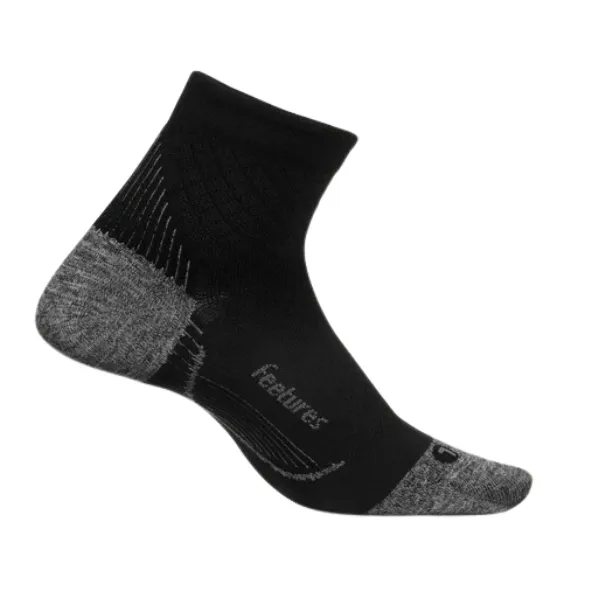 Feetures Unisex Plantar Fasciitis Relief Sock Ultra Light Quarter White/Black Tech Style