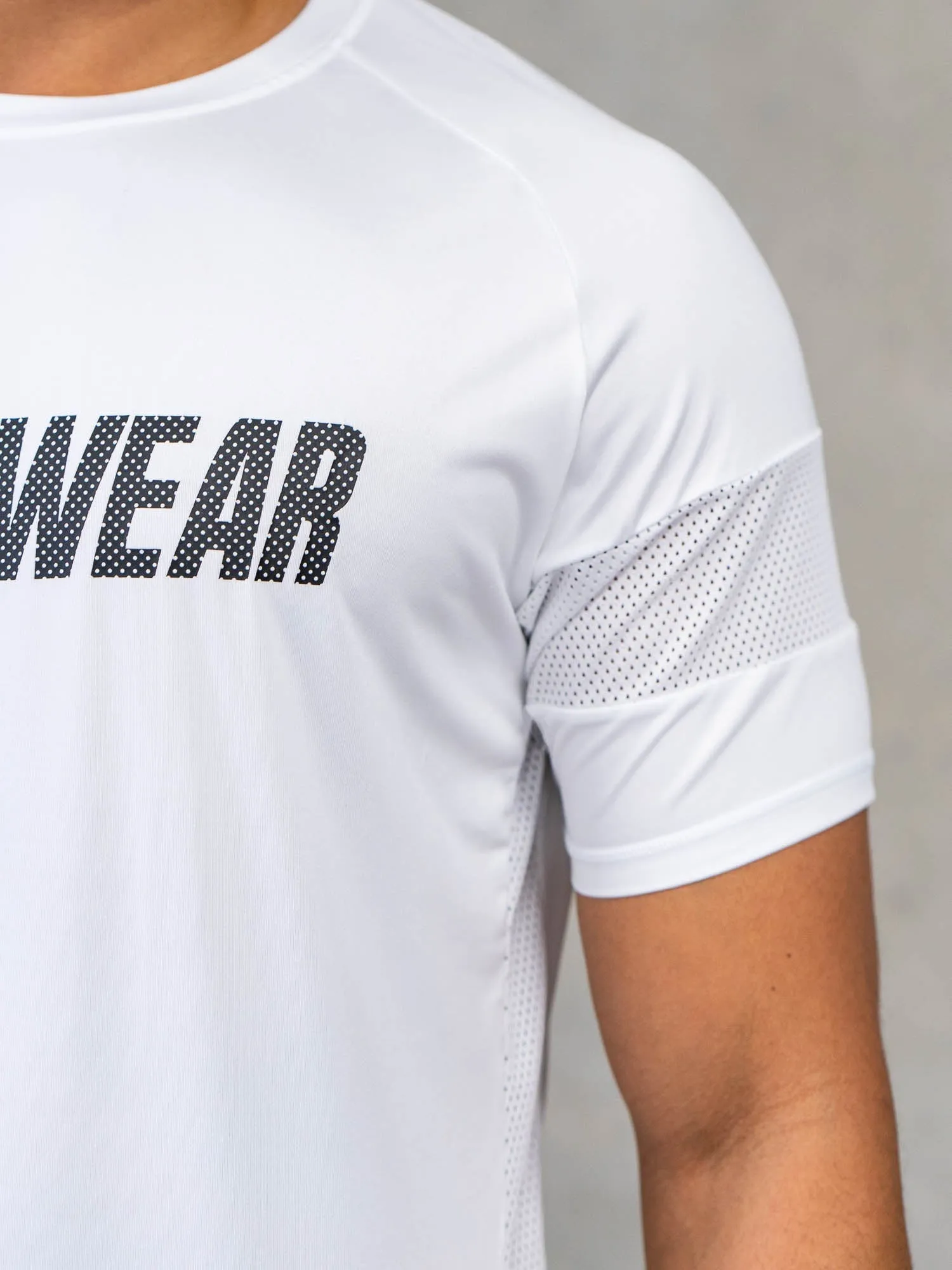 Flex Mesh T-Shirt - White graphic design
