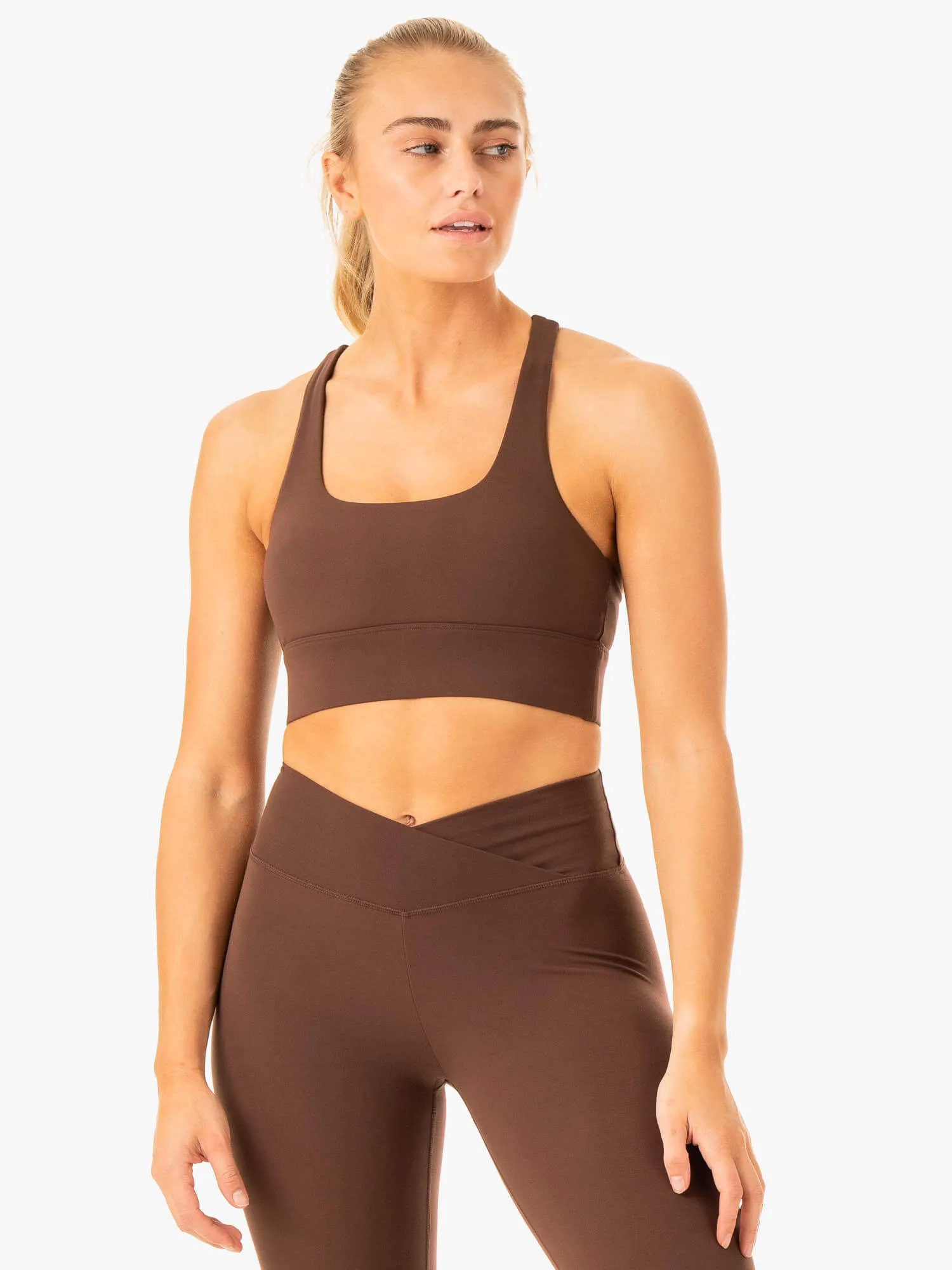 Flow Square Neck Sports Bra - Chocolate Multi Occasion