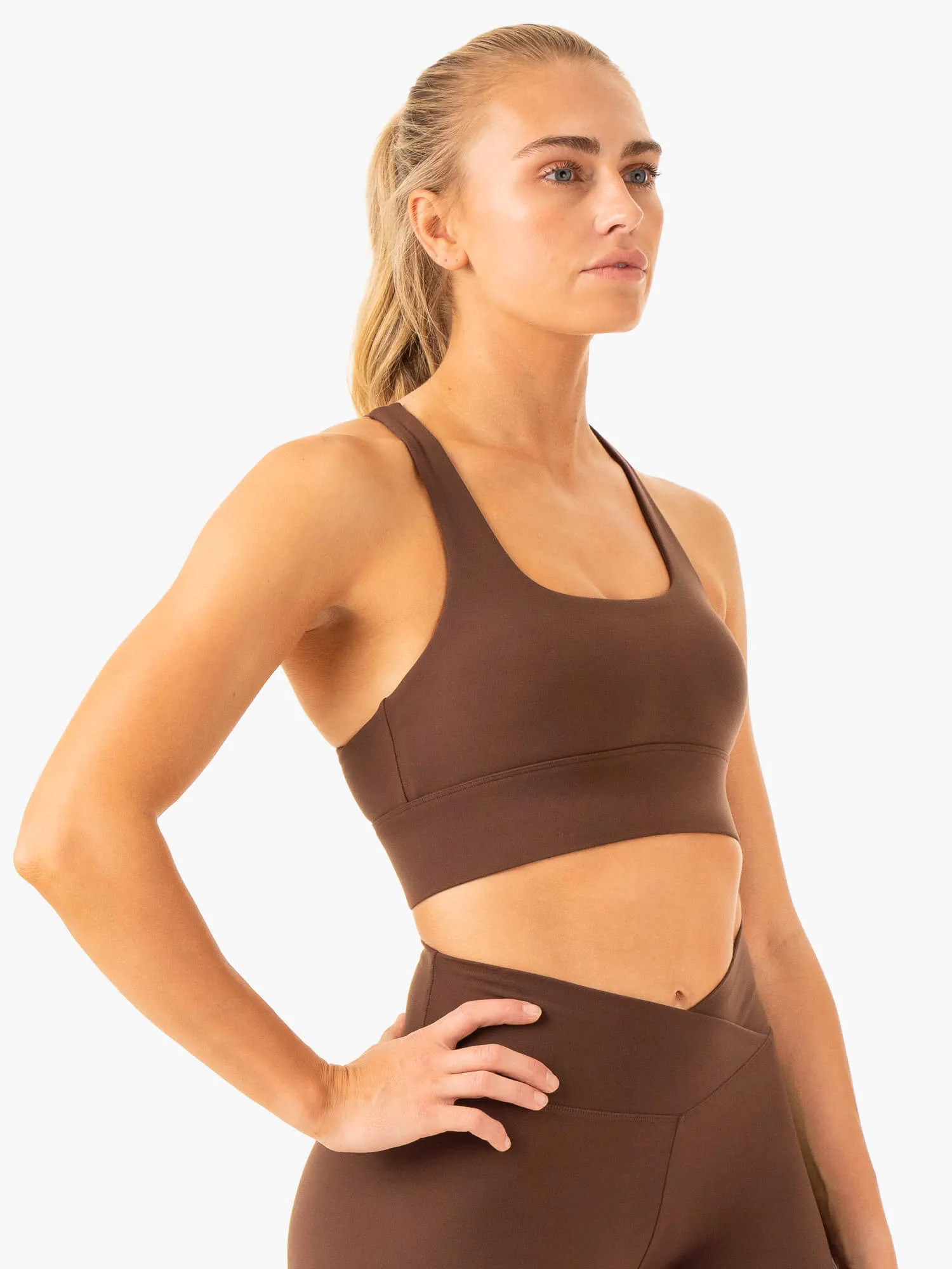 Flow Square Neck Sports Bra - Chocolate Breath Heat