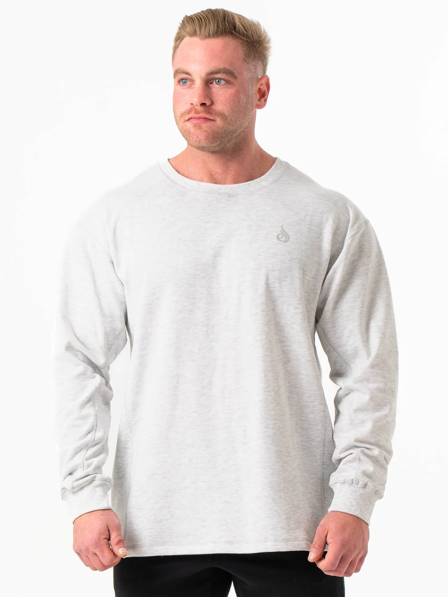 Force Crew Neck - Chalk Grey Marl flexible fit