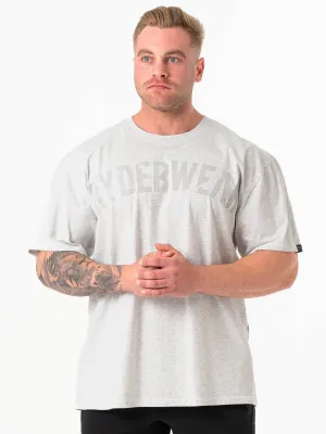 Force Oversized T-Shirt - Chalk Grey Marl bold print