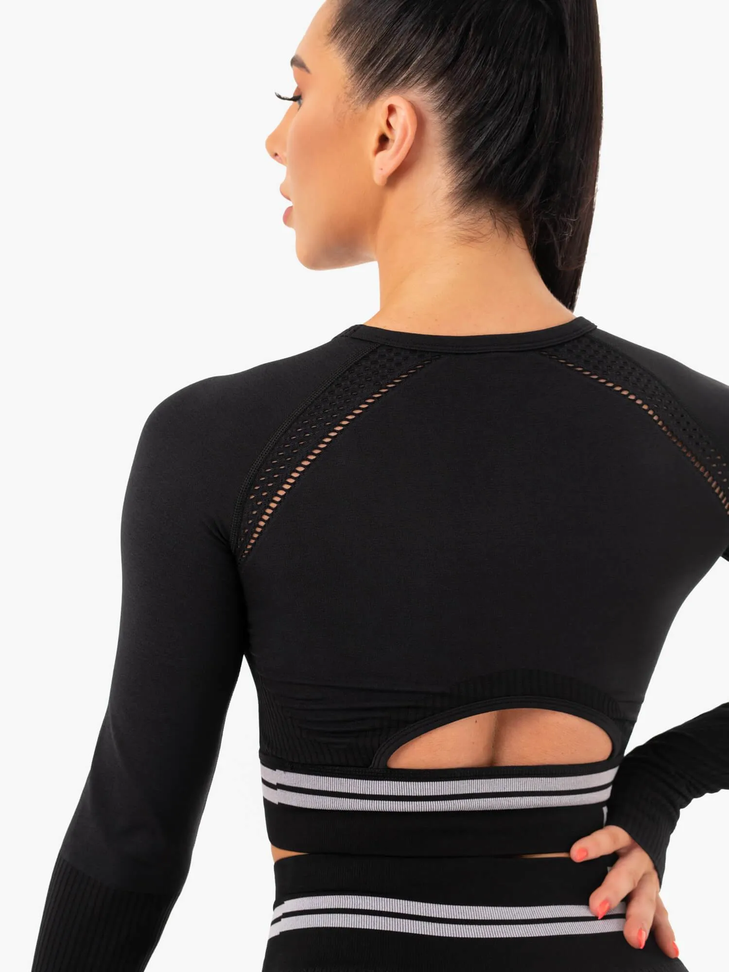Freestyle Seamless Long Sleeve Crop - Black spring fall