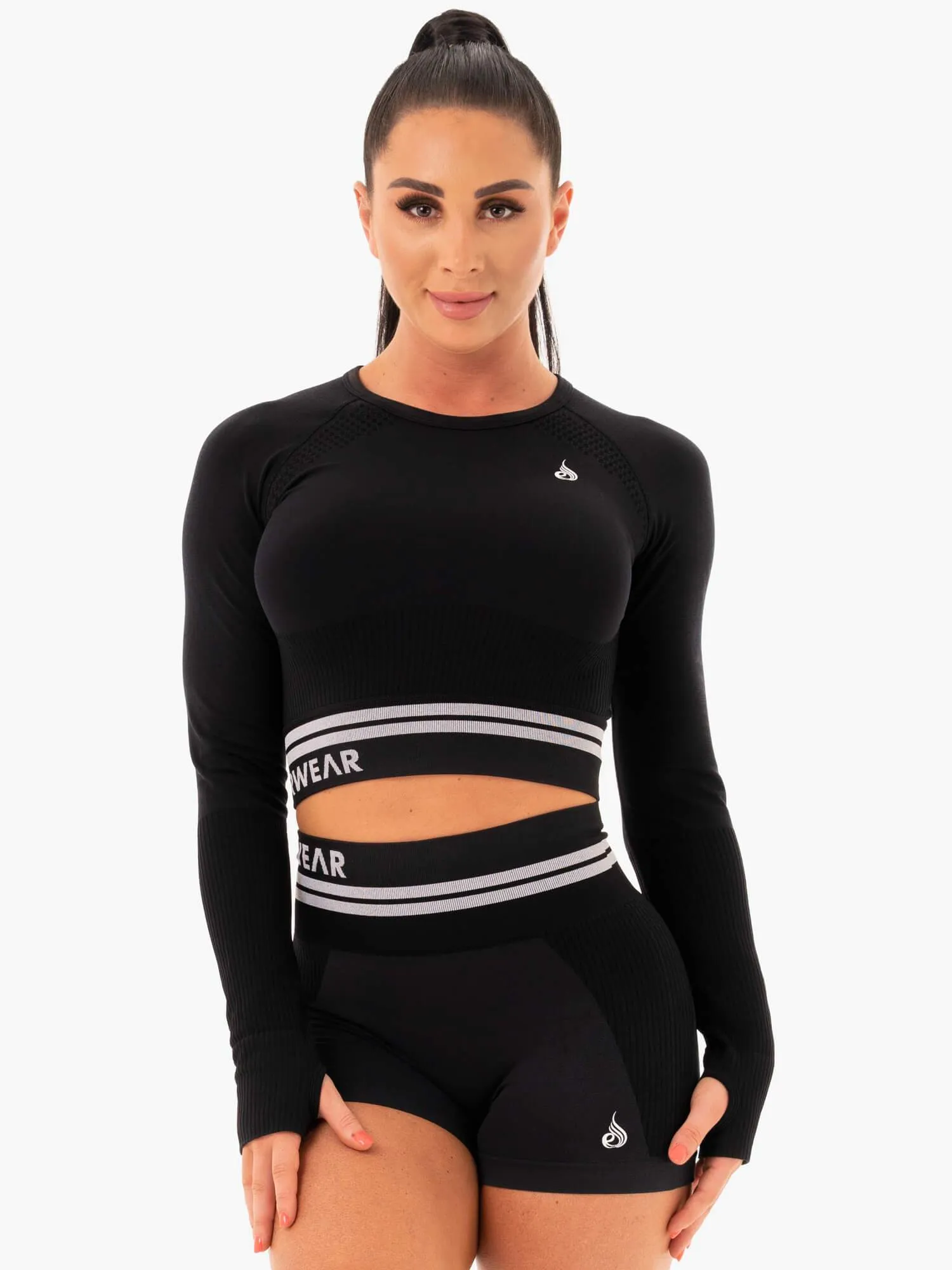 Freestyle Seamless Long Sleeve Crop - Black easy wear