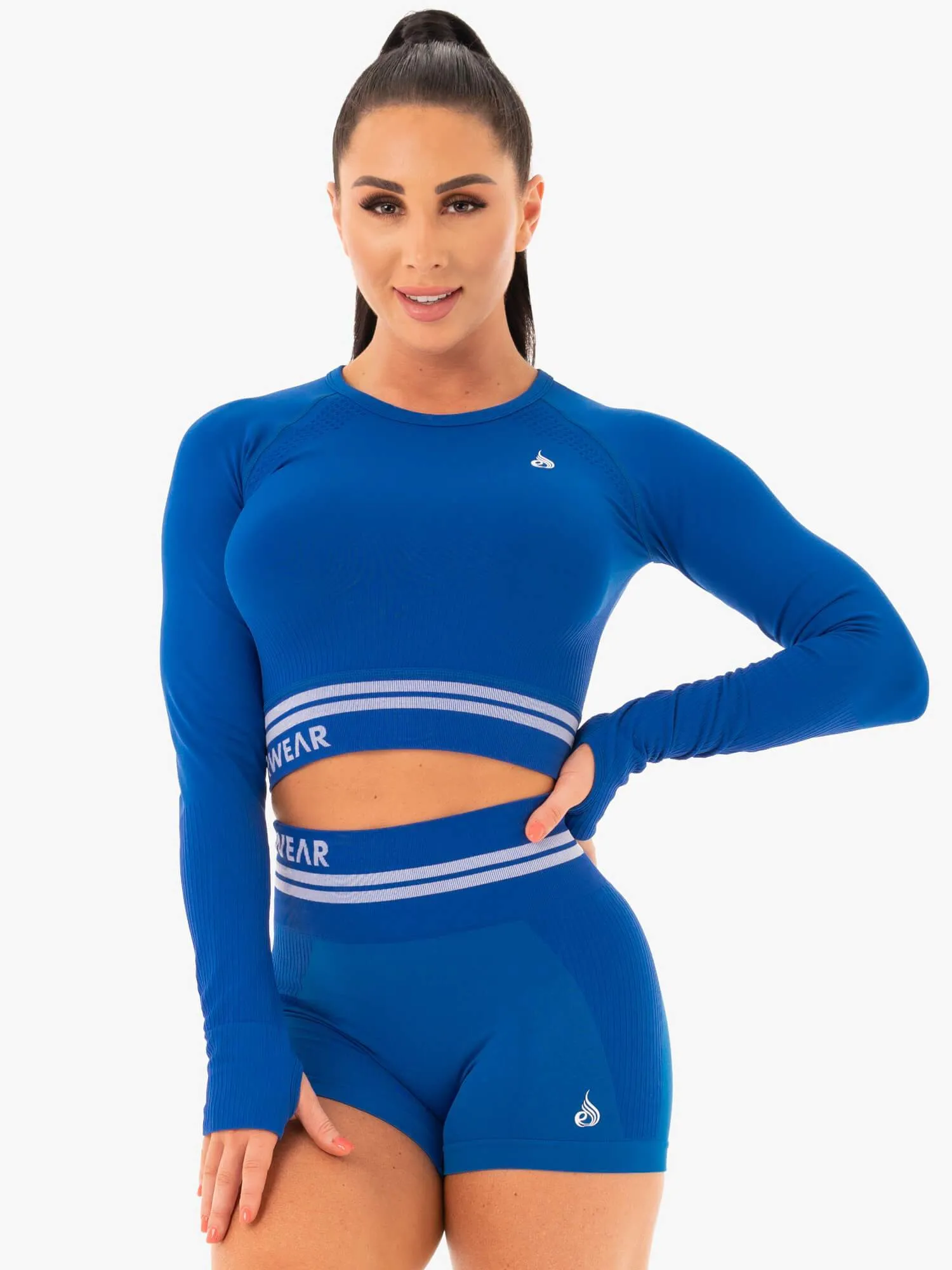 Freestyle Seamless Long Sleeve Crop - Blue spring summer