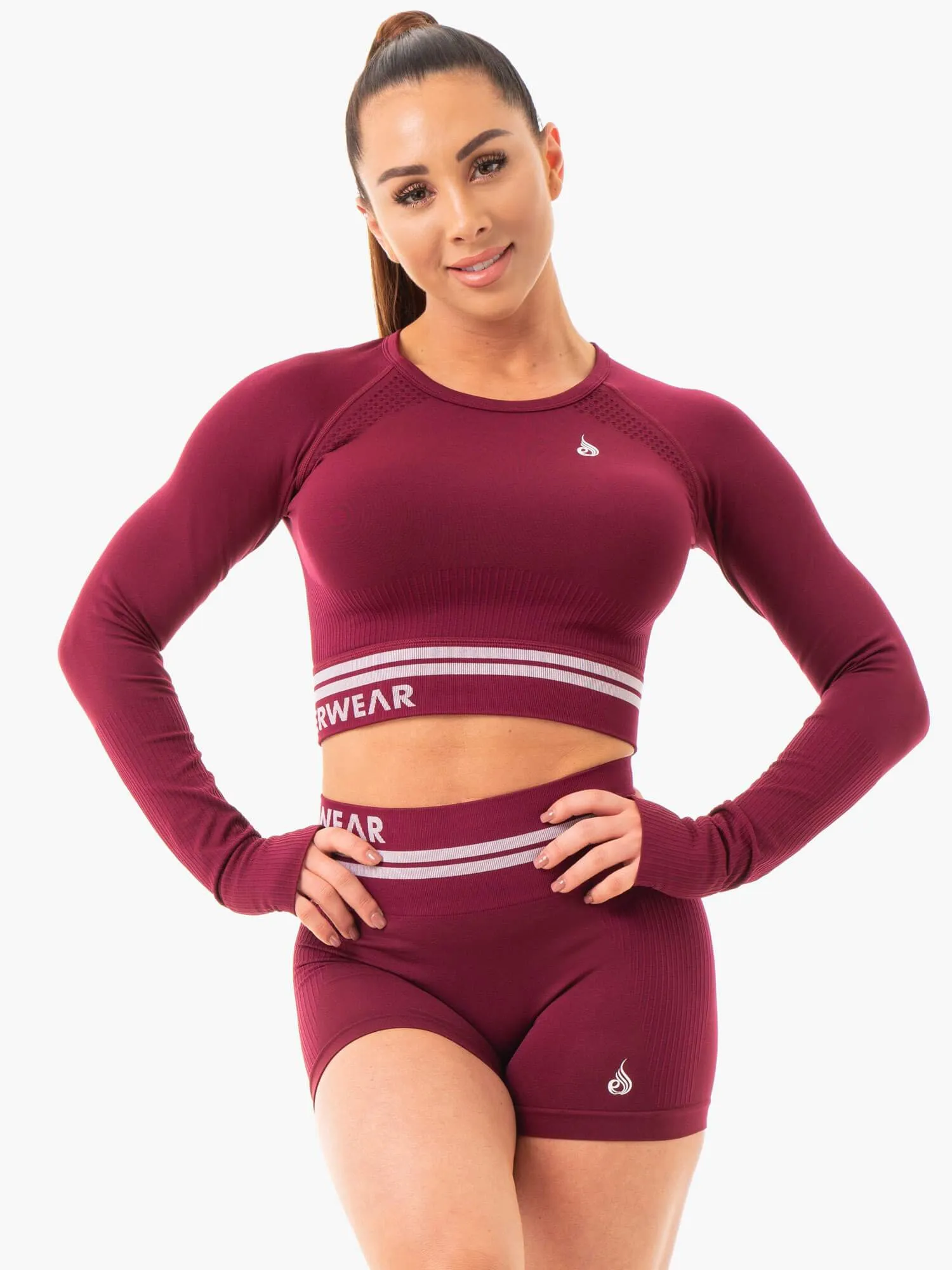 Freestyle Seamless Long Sleeve Crop - Burgundy spring fall
