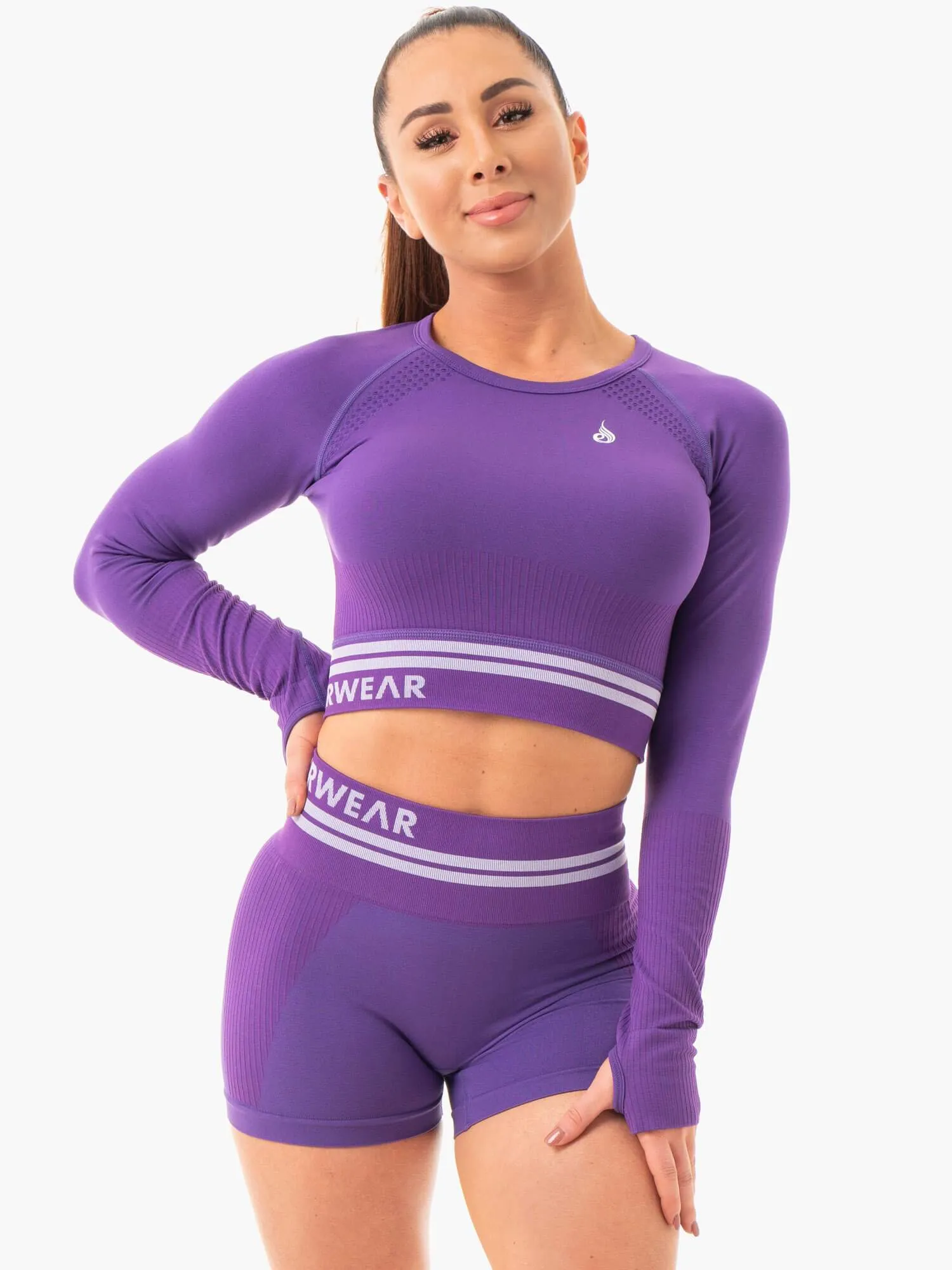 Freestyle Seamless Long Sleeve Crop - Purple high stretch
