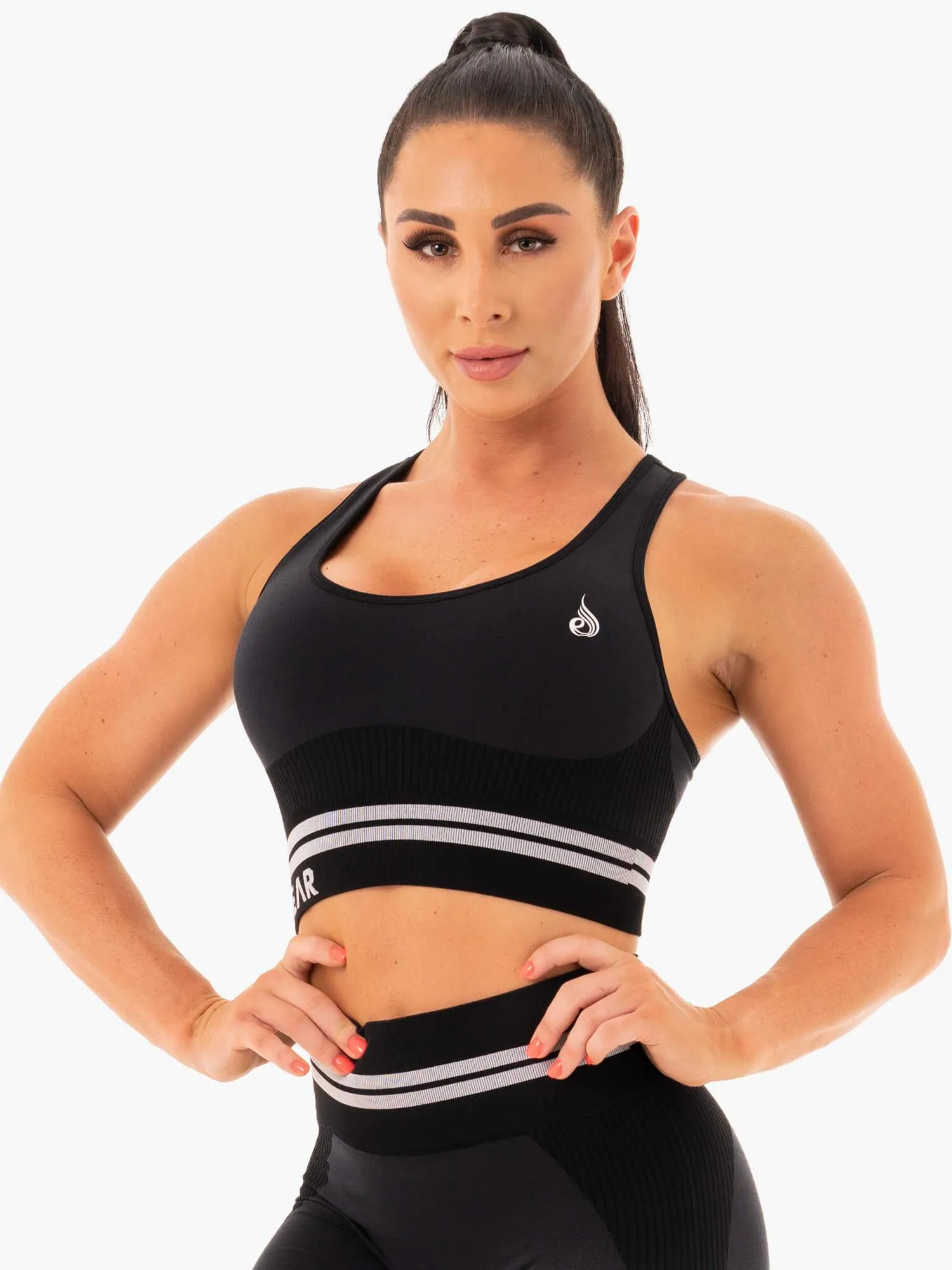 Freestyle Seamless Longline Sports Bra - Black Stable Hold