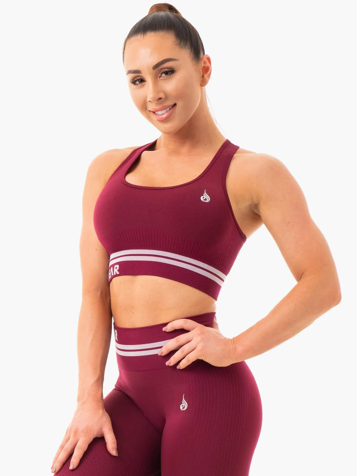 Freestyle Seamless Longline Sports Bra - Burgundy Flexible Stretch
