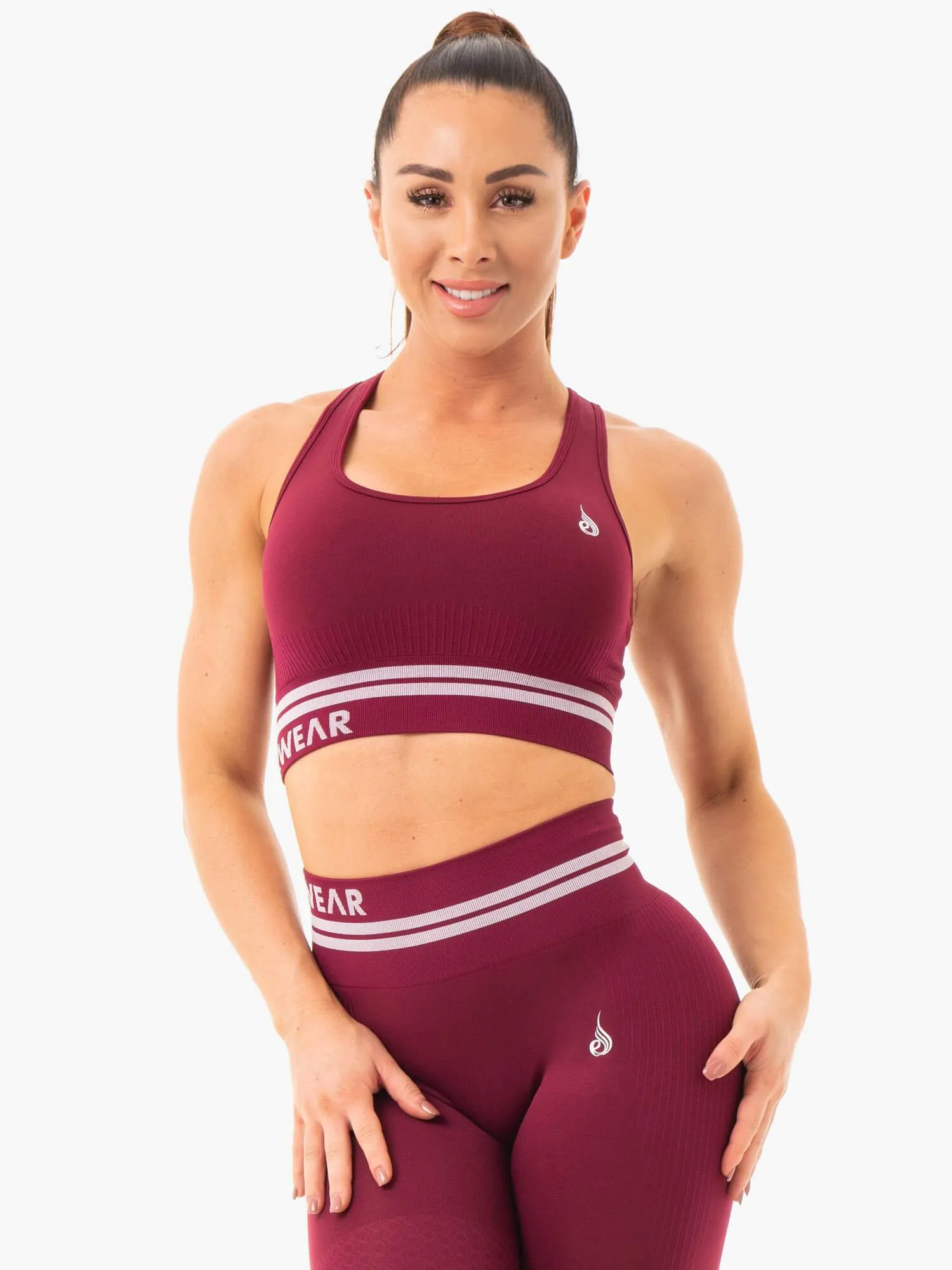 Freestyle Seamless Longline Sports Bra - Burgundy Temperature Control