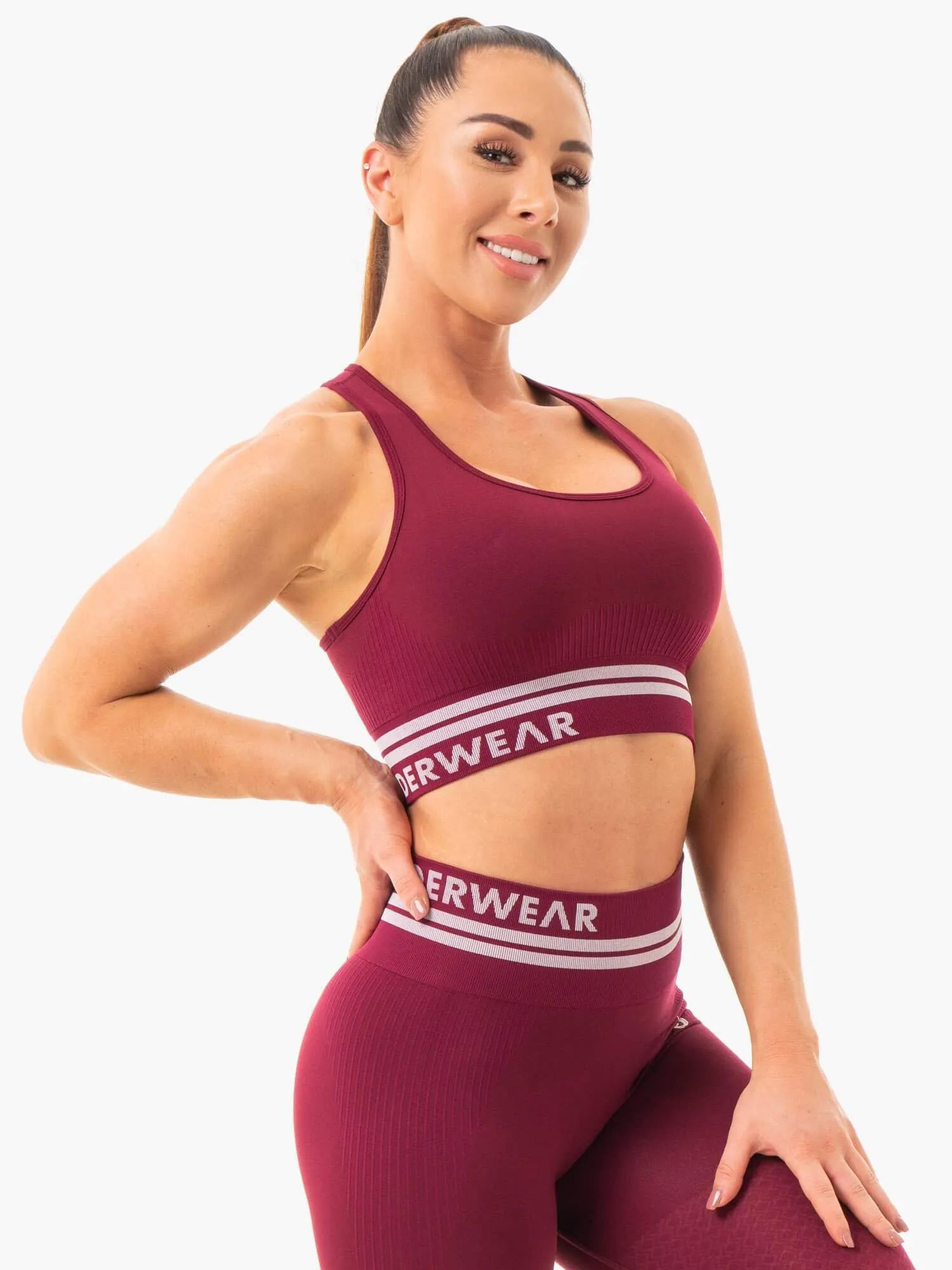 Freestyle Seamless Longline Sports Bra - Burgundy Strong Wrap