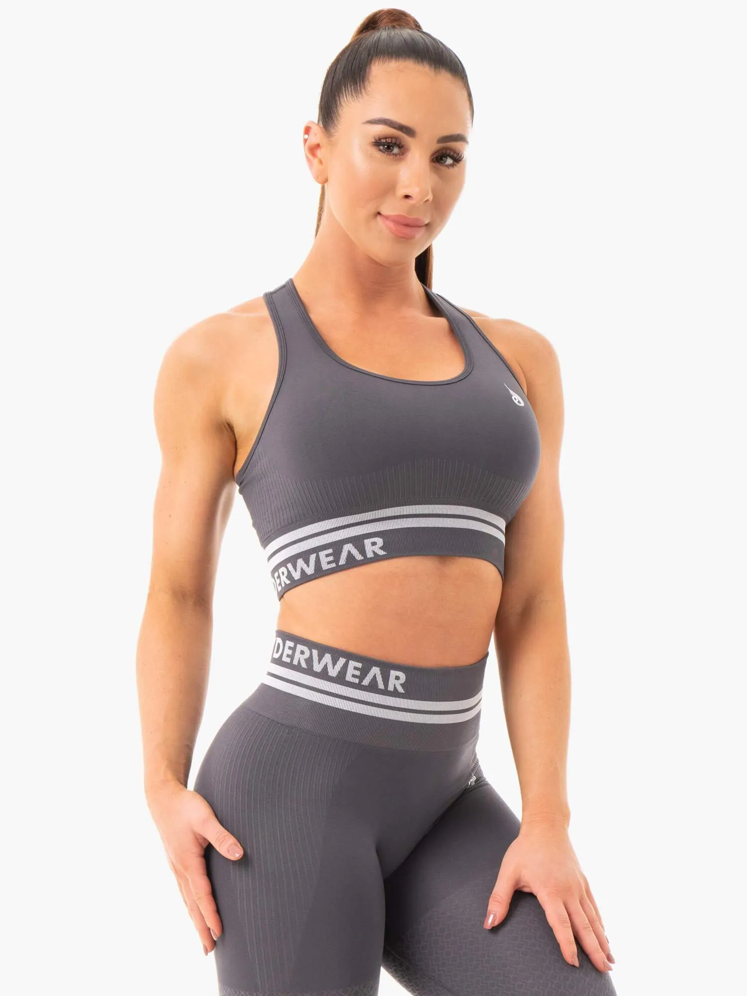 Freestyle Seamless Longline Sports Bra - Charcoal No Restrict