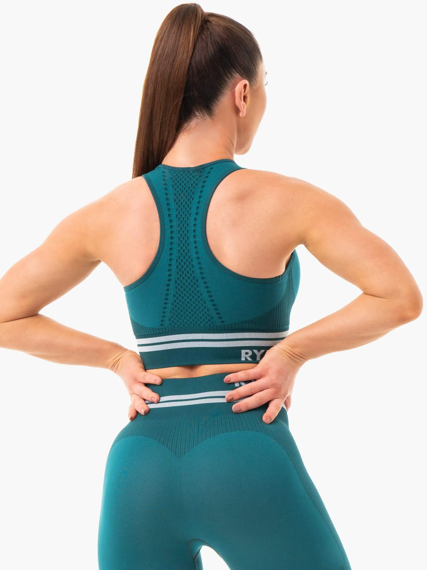 Freestyle Seamless Longline Sports Bra - Emerald Green Pressure Ease