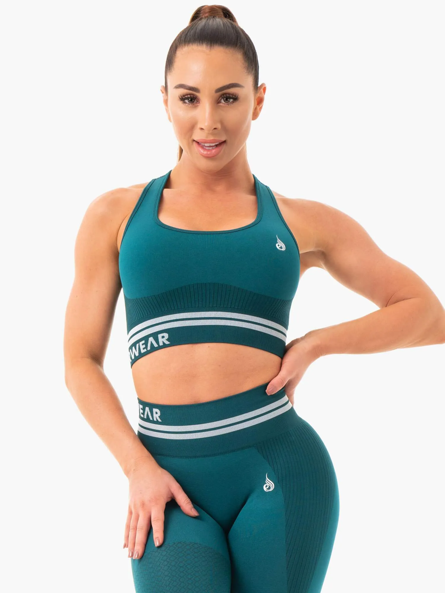 Freestyle Seamless Longline Sports Bra - Emerald Green Compression Fit