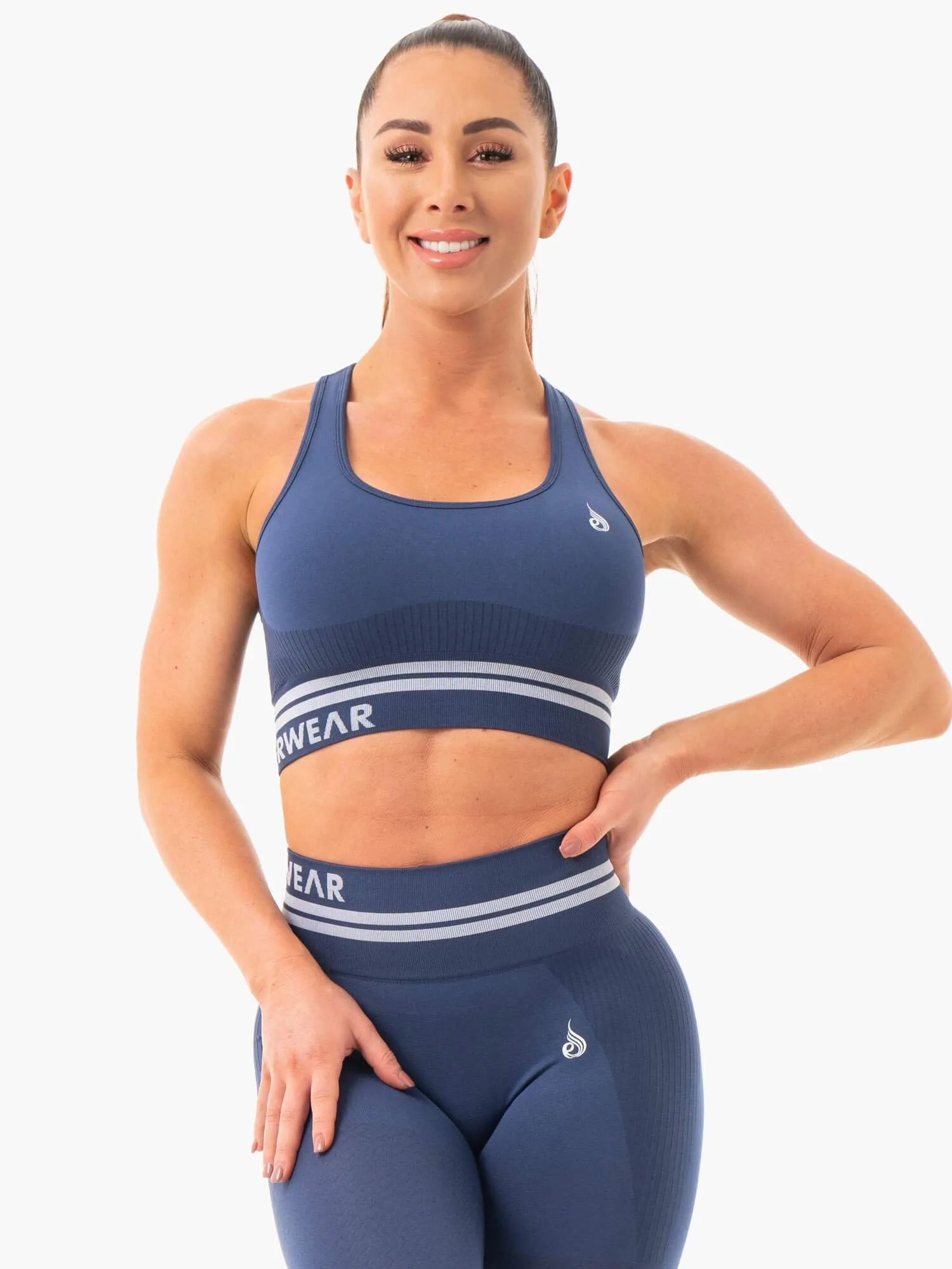 Freestyle Seamless Longline Sports Bra - Steel Blue All Day Comfort