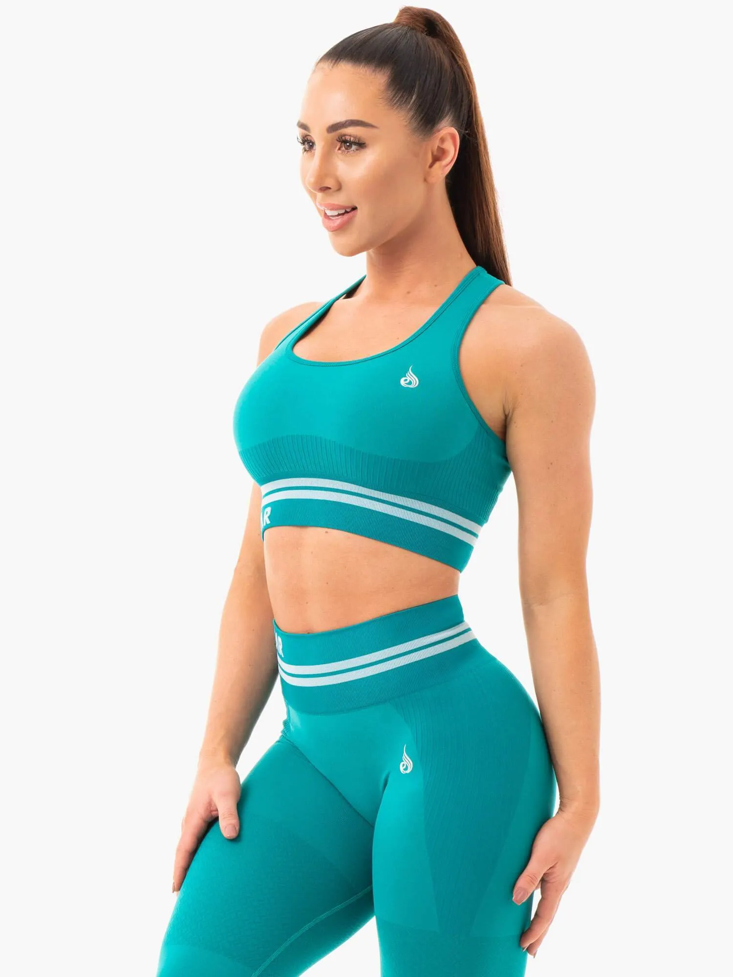Freestyle Seamless Longline Sports Bra - Teal Comfort Durable