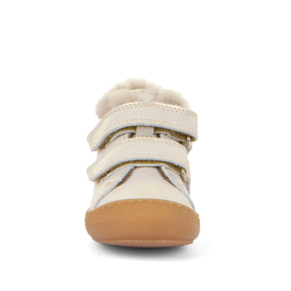 Froddo Girl's Ollie S Furry Casual Shoes - Gold Shine breathable mesh