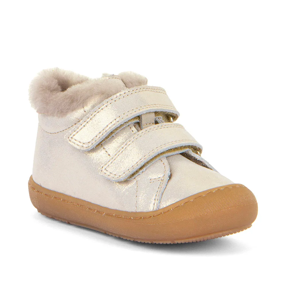 Froddo Girl's Ollie S Furry Casual Shoes - Gold Shine no noise