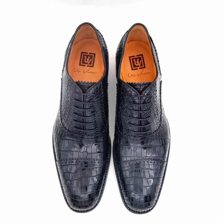 Gaelic Alligator Lace Up Shoes - Black ergonomic build