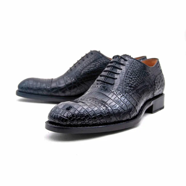 Gaelic Alligator Lace Up Shoes - Black quick change