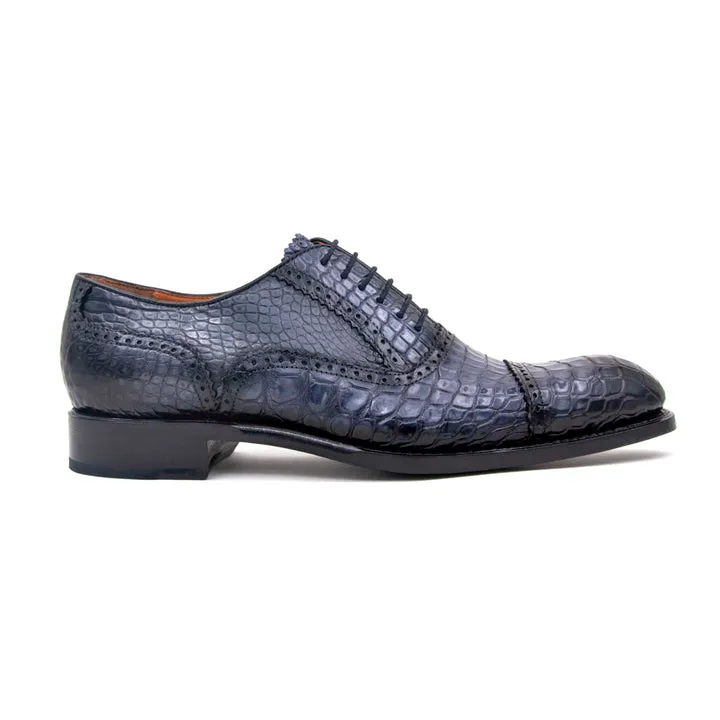 Gaelic Alligator Lace Up Shoes - Grey minimal design