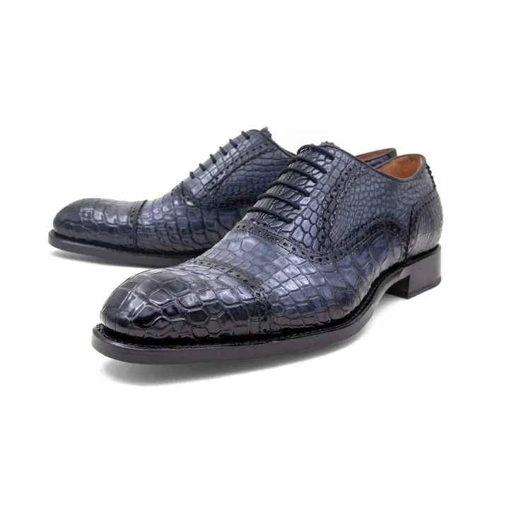 Gaelic Alligator Lace Up Shoes - Grey office wear