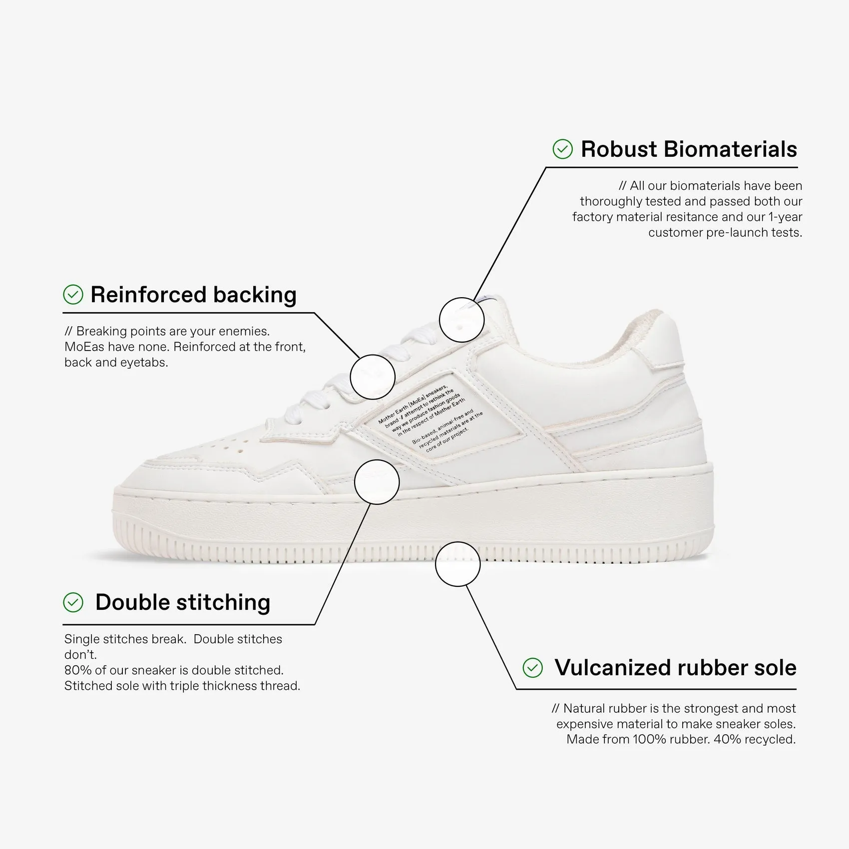 GEN1 Sneaker in White Plant Leather from MoEa Zen Fit