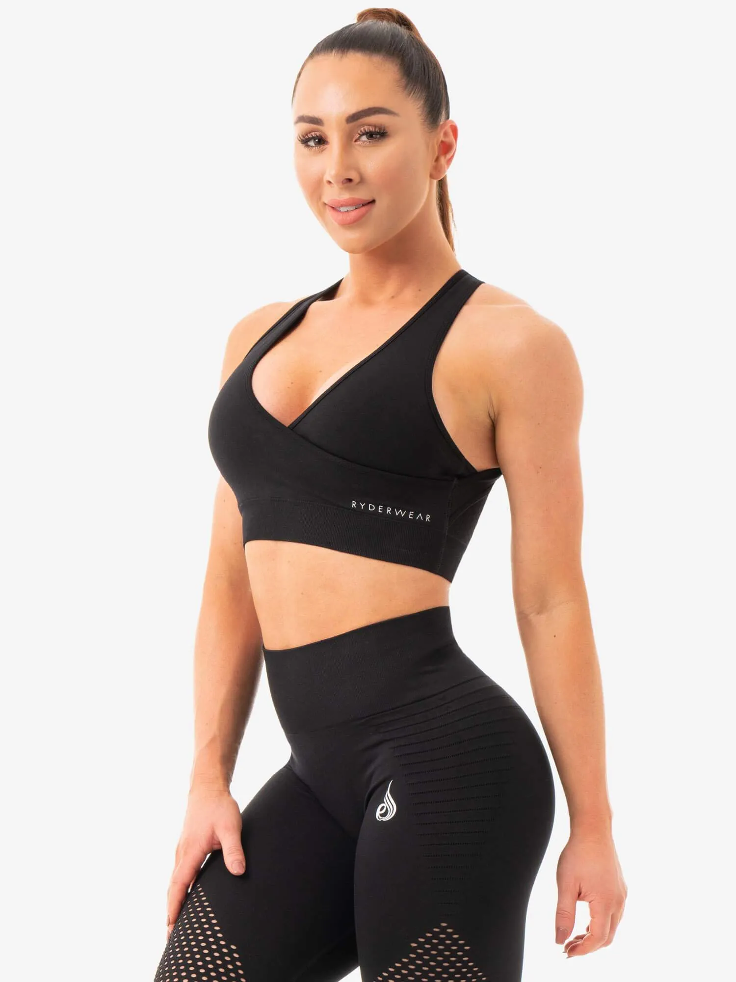 Geo Seamless Sports Bra - Black Seamless Fit