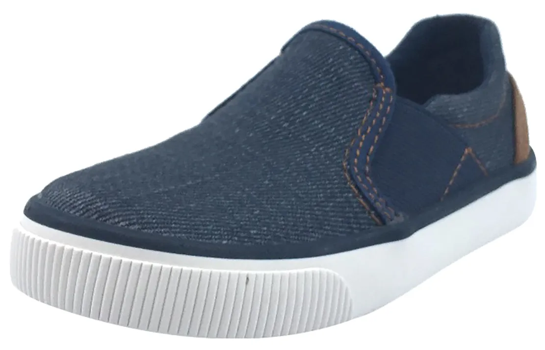 Geox Boy's and Girl's Kilwi Denim and Brown Canvas Slip-On Sneaker sleek walk